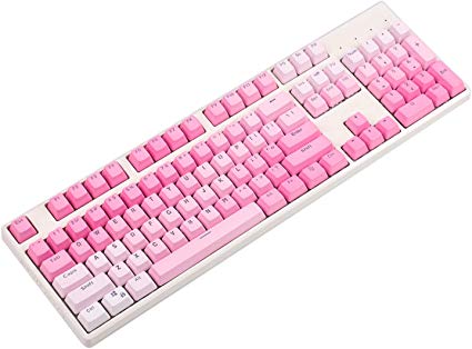 YMDK Double Shot 104 Dyed PBT Shine Through Keyset OEM Profile Keycap Set for Cherry MX Switches Mechanical Keyboard 104 87 61 (Pink Gradient) (Only Keycaps)