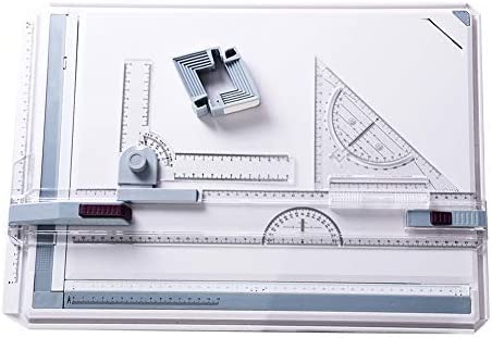 ExGizmo A3 Drawing Table Board, Adjustable Measuring System Angle Parallel Motion Drawing Board