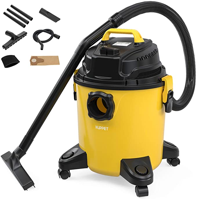 KUPPET 3-in-1 Shop Vac, Wet/Dry Vacuum Cleaner, Shop Vacuum with Attachments, 5 Gallon, 5.5 Peak HP, 16Kpa Powerful Suction, 20L Capacity (Yellow)