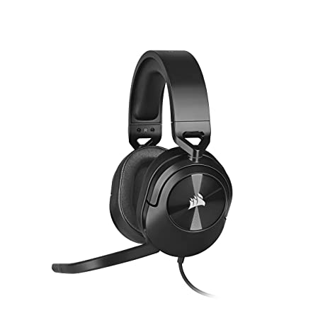 Corsair HS55 Stereo Gaming Headset (Leatherette Memory Foam Ear Pads, Lightweight Construction, Omni-Directional Microphone, Multi-Platform Compatibility with Included Y-Cable Adapter), Carbon