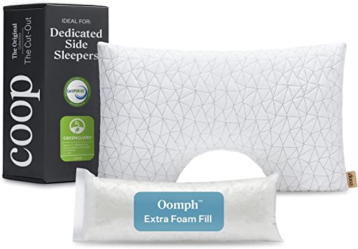 Coop Home Goods Cut-Out Side Sleeper Pillow - Notch Memory Foam Pillow, Cervical Pillow for Side Sleepers, Neck Pillows for Pain Relief Sleeping, Ergonomic Pillow, Bed Pillow for Sleeping (Queen Size)