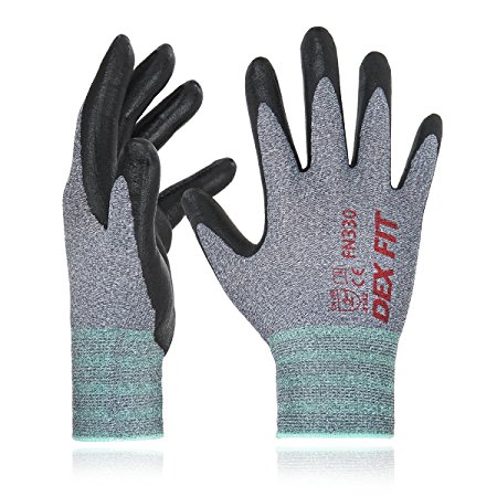 Nitrile Work Gloves FN330, 3D Comfortable Stretchy-Fit Cool Breathable Power Grip, 3 Pairs Pack