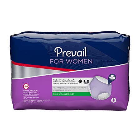 Prevail Maximum Absorbency Incontinence Underwear for Women Small/Medium 20 Count Breathable Rapid Absorption Discreet Comfort Fit Adult Diapers