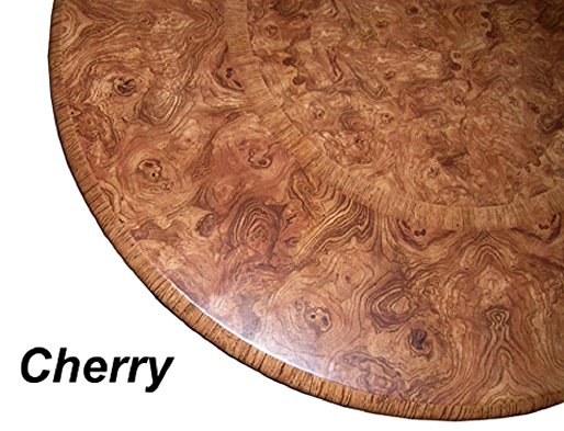 Table Cloth Round 36" to 48" Elastic Edge Fitted Vinyl Table Cover Cherry Wood Pattern Brown Tan