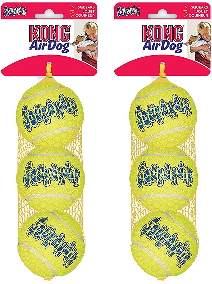 KONG Air Dog Squeakair Dog Toy Tennis Balls, Medium, 6-Balls