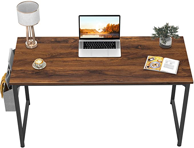 CubiCubi Computer Desk 47" Study Writing Table for Home Office, Industrial Simple Style PC Desk, Black Metal Frame, Dark Rustic…