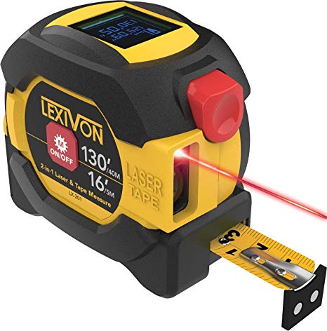 LEXIVON 2 in 1 Digital Laser Tape Measure | 130ft/40m Laser Distance Meter Display On Backlit LCD Screen with 16ft/5m AutoLock Measuring Tape | Ft/Inch/Fractions/M/mm(LX-201)