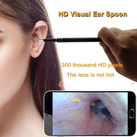 Visual Endoscope,Digital Ear Endoscope Video Scope Waterproof USB Computer Andriod Connected Ear Borescope Clean inspection Camera with LED Otoscope OTG UVC Android PC-4.5FT