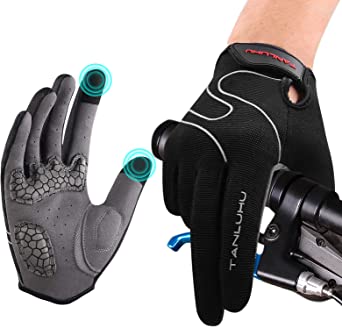 Tanluhu Cycling Gloves Mountain Bike Gloves Biking Gloves for Men Women Outdoor Full Finger Workout Gloves Touch Screen Anti-Slip Shock-Absorbing MTB Gloves Road Bicycle Gloves