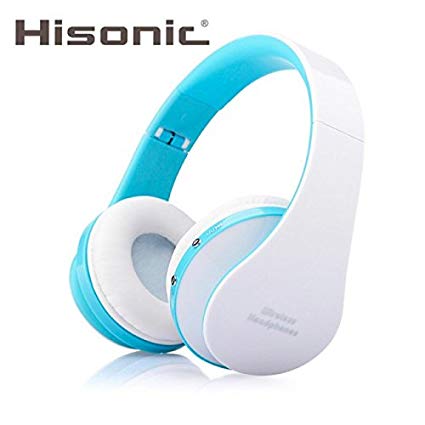 Hisonic HS8252 Foldable Noise Cancelling Wireless Stereo Bluetooth Headphones with Microphone (Blue and White)