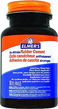 Elmer's 61550608184 No-Wrinkle Rubber Cement, 120ml (4-Ounce) Bottle