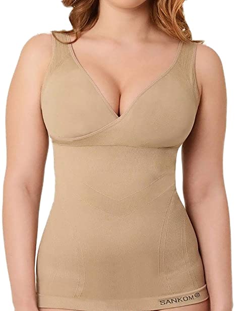 SANKOM Black Slimming Posture Corrector Vest Body Shaper Shapewear with Lace Bra