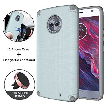 Ownest Moto X4 Case,Cool [Resistant] Lightweight,Hidden Iron Sheet   Magnetic Car mount-Air Vent Car Mount Holder Accessories and integrated Magnetic Metal case Cover For Moto X4 (2017)-Mint