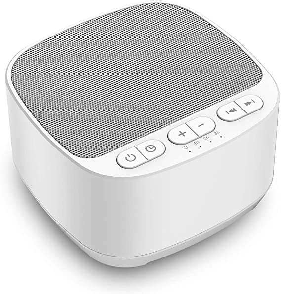 Magicteam Sleep Sound White Noise Machine with 40 Natural Soothing Sounds and Memory Function 32 Levels of Volume Powered by AC or USB and Sleep Timer Sound Therapy for Baby Kids Adults (White)