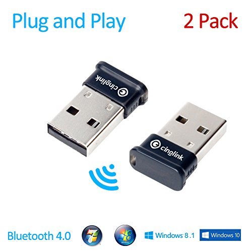 Cinolink® [2-Pack] Bluetooth 4.0 USB Adapter for Windows / Linux / Mac - Plug and Play, Class 1, 50 Meter, APTX