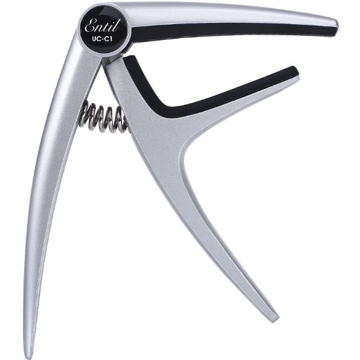 [Capo] Guitar Capo for Acoustic and Electric Guitars, Single Handed Capo Quick Change for Guitars, Bass, Ukulele, No Scratches, No Fret Buzz, Easy to Move Professional Trigger (Silver)