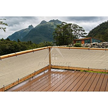 Alion Home Elegant Privacy Screen Mesh Windscreen For Backyard Deck, Patio, Balcony, Pool, Porch, Fence. No Black Trim. 35 In Height Banha Beige (35''x10')