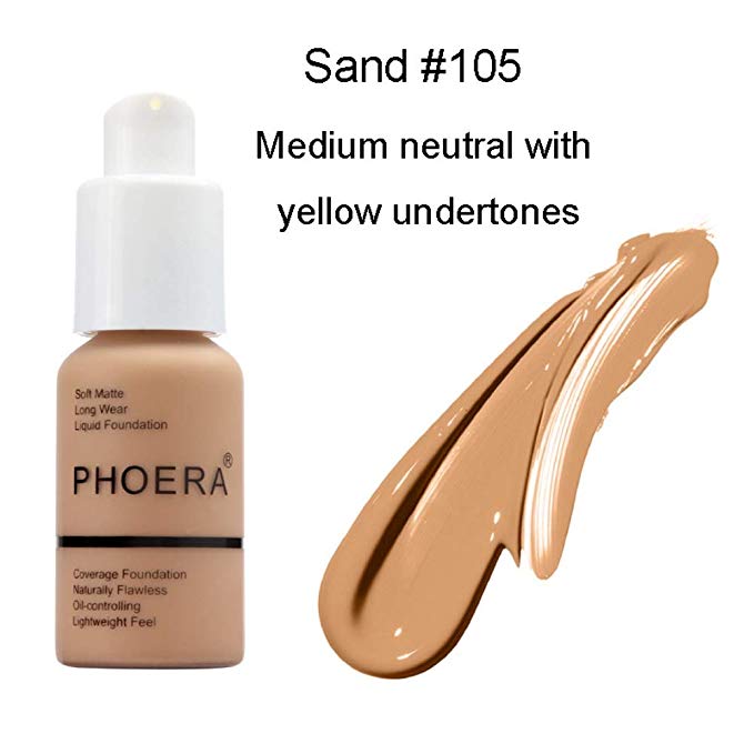 PHOERA Face Foundation Fluid foundation flawless Complete coverage Flawless New oil concealer 30ml 8 colors Optional, excellent choice.