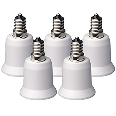 FOME Home&Kitchen 5pcs E12 to E26 / E27 Adapter Converts Chandelier Socket (E12) to Medium Socket (E26/E27)  FOME Gift