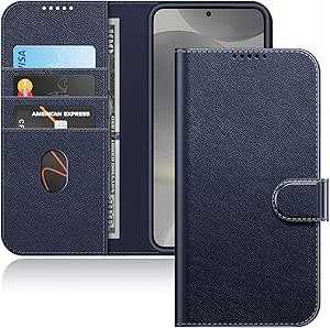 JETech Wallet Case for Samsung Galaxy S24 5G, Shockproof PU Leather Magnetic Flip Cover with Card Holder, Stand Feature and Full Camera Protection (Dark Blue)