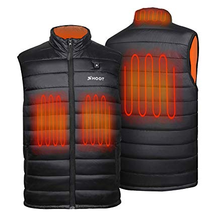 Shoot Men's Heated Vest Added Neck Heating Zone,6700mAh Battery Pack,Lightweight