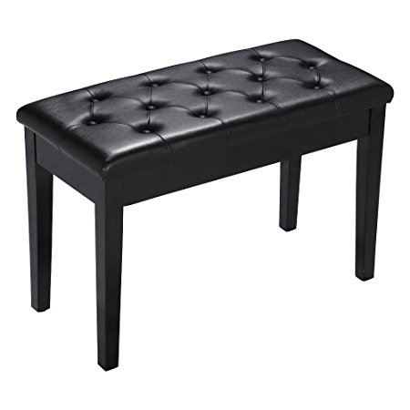 Yaheetech Black PU Leather Piano Bench Keyboard Stool Padded Seat Storage