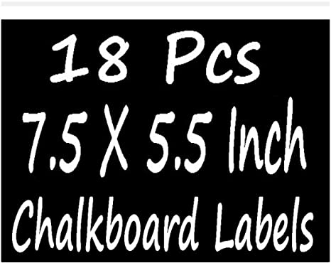 Chalkboard Labels Extra Large - Chalkboard Stickers Erasable & Reusable Rectangle Black Board Label Waterproof Adhesive Stickers for Big Bins Boxes Jars Containers - 7.5" X 5.5" 18 Pcs