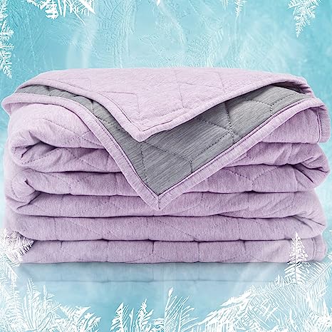 SLEEP ZONE Cooling Blanket for Hot Sleepers Twin Size (60x80 inches), Dual-Sided Cool Summer Blanket Lightweight Cozy Bed Couch Throw Blanket Machine Washable (Light Purple Grey)