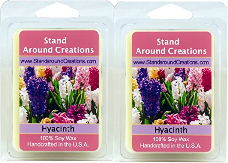 Set of 2-100% All Natural Premium Soy Aromatherapy Wax Melt Tarts 3 oz/ea.- Hyacinth- The fresh floral aroma of real hyacinth flowers. Naturally Strong, Highly Scented.