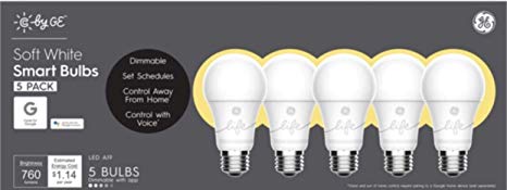 9.5W (60W Replacement) C by GE C-Life Soft White Smart Bulbs (5 LED A19 Light Bulbs)