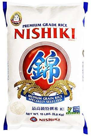 Nishiki Premium Rice, Medium Grain, 15-Pound Bag