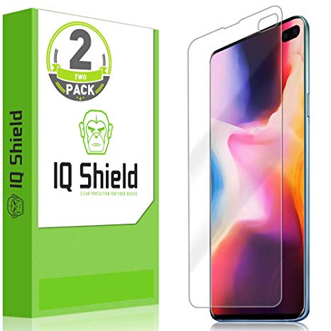 Samsung Galaxy S10 Plus Screen Protector (S10  6.4")[Max Coverage](2-Pack), IQ Shield LiQuidSkin Full Coverage Screen Protector for Samsung Galaxy S10 Plus HD Clear Anti-Bubble Film