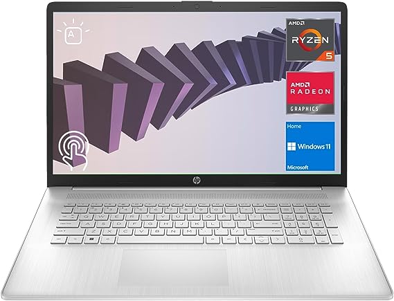 HP 2023 Newest 17 Laptop, 17.3" HD  Touchscreen Display, AMD Ryzen 5 7530U Processor (Beats i7-1165G7), 32GB RAM, 1TB SSD, Wi-Fi 6, Backlit KB, Webcam, HDMI, Windows 11 Home, Silver, KKE Accessories