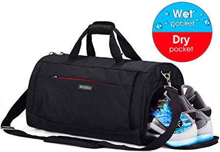 DCZTELG Sports Gym Bag with Shoes Compartment and Wet Pocket,Training Yoga Travel Holdall Duffle Bag for Men and Women