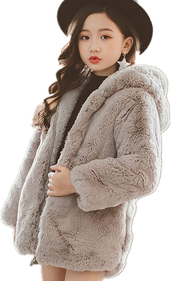 Miss Bei Kids Girls Spring Winter Warm Fur Cartoon Coats Dress Hooded Snowsuit Outerwear Jackets