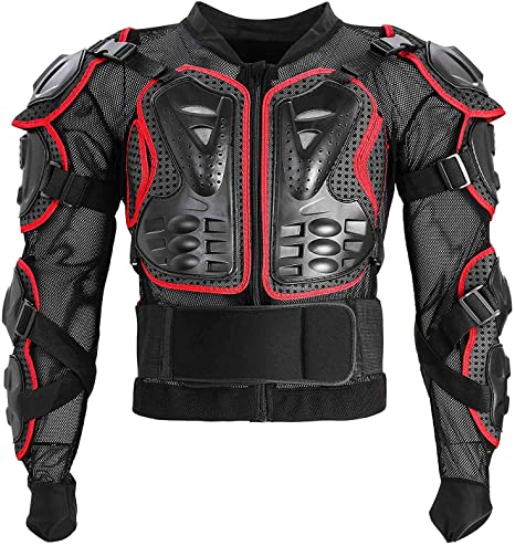 Motorcycle Full Body Armor Protective Jacket ATV Guard Shirt Gear Jacket Armor Pro Street Motocross Protector with Back Protection Men Women for Off-Road Racing Dirt Bike Skiing Skating Red XL