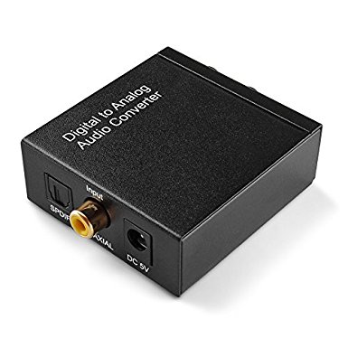 TNP Digital to Analog Audio Converter Box Adapter - Converts Optical Coaxial or SPDIF Toslink Signal to Stereo RCA L/R (Red/White) Sound Signal or 3.5mm AUX Auxiliary Jack Plug