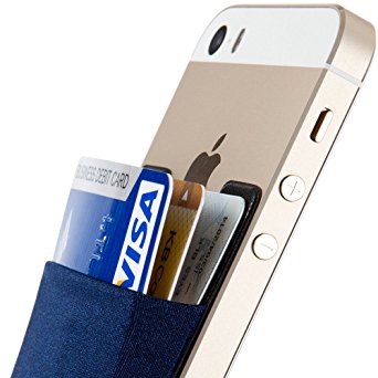 Credit Card Wallet, Sinjimoru Stick-On Wallet functioning as Wallet case, Credit Card Case on iPhones and Androids. Sinji Pouch Basic 3, Navy.