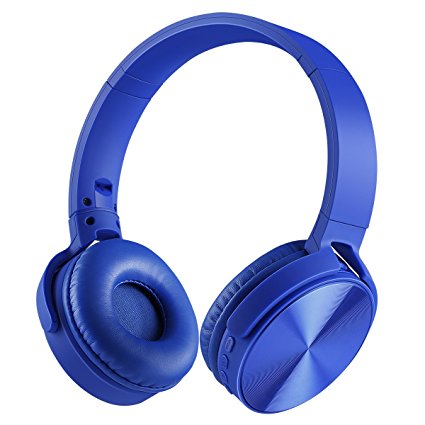 Excelvan Wireless Headphones Bluetooth Kids Over Ear Foldable Portable Headphones with TF Port, Mic and Volume Control for Children, Compatible with Tablet Ipad Smartphone (Blue)