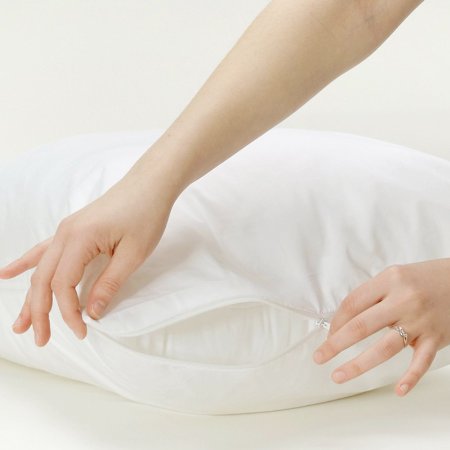Twin Pack Pillow Protectors with Zip - 100 Cotton - Liquid Resistant - Machine Washable - Anti-Allergy Anti-Bacterial