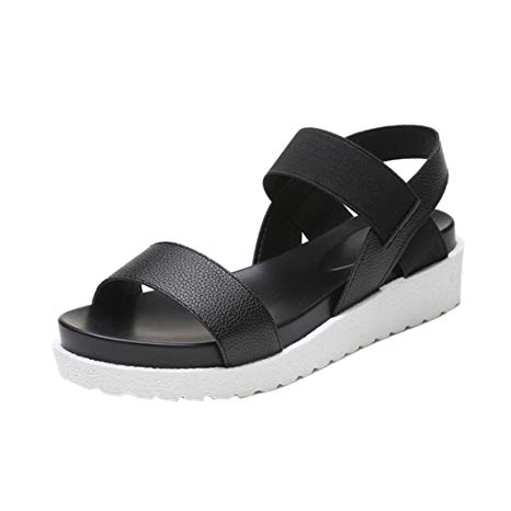 Hemlock Ladies Sandals Shoes Girl's Summer Flat Sandals (US:5.5, Black)