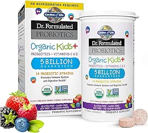 Garden of Life - Dr. Formulated Probiotics Organic Kids  Berry | Supports Children’s Immune and Intestinal Health | 5 Billion CFU   14 Probiotic Strains | Shelf Stable | Certified Organic