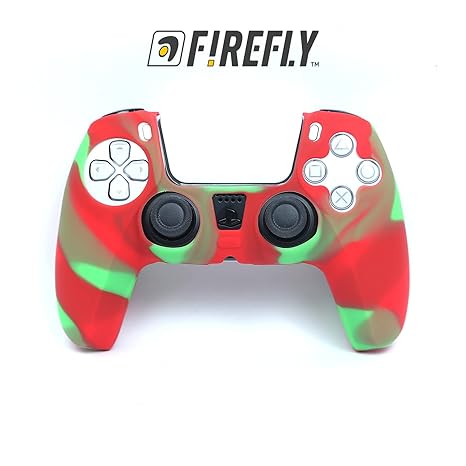 Firefly PS5 Controller Silicon Skin Cover Red & Green Marble