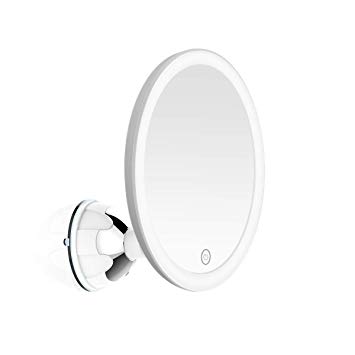 10X Magnifying Makeup Mirror with Lights, LED Lighted Vanity Mirror with Strong Suction Cup, 360°Rotation Wall- Mounted Bathroom Shower Shaving Mirror