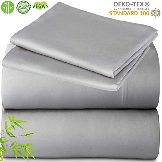 Vegan Silk Bamboo Lyocell Sheets (Gray, Full)