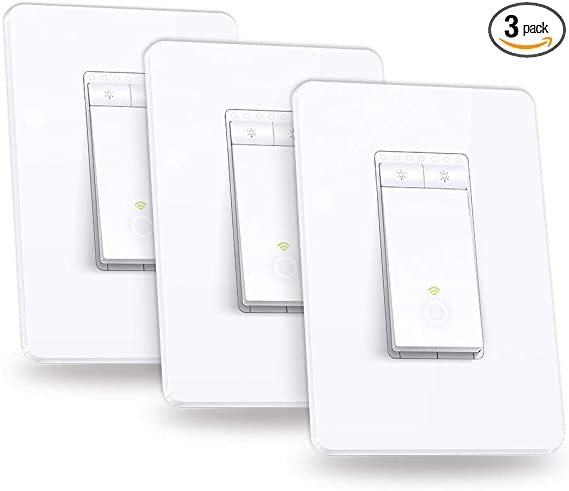 Kasa Smart Dimmer Switch by TP-Link, Single Pole, Needs Neutral Wire, WiFi Light Switch for LED Lights, Works with Alexa and Google Assistant, UL Certified, 3-Pack(HS220P3)