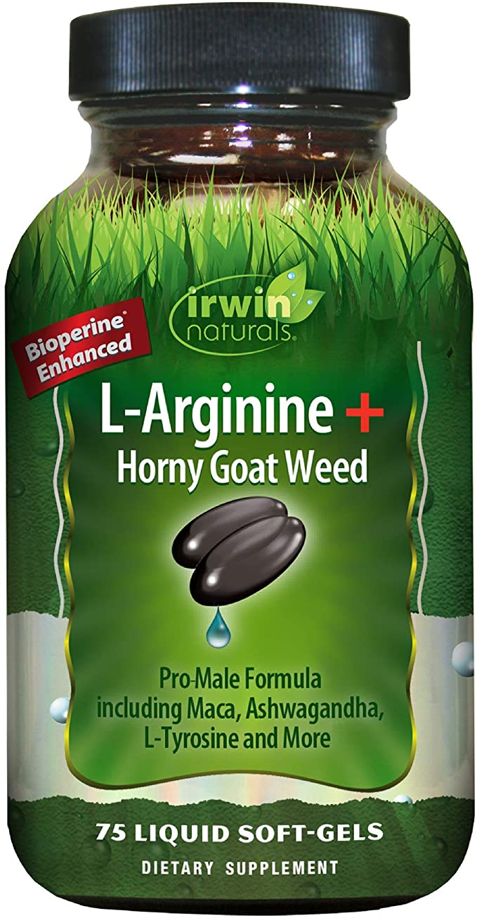 Irwin Naturals L-Arginine   Horny Goat Weed 75 ct Liquid Soft Gel