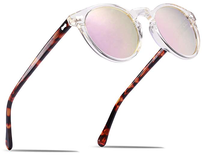 Carfia Vintage Polarized Sunglasses for Women UV400 Protection Lens Acetate Frame