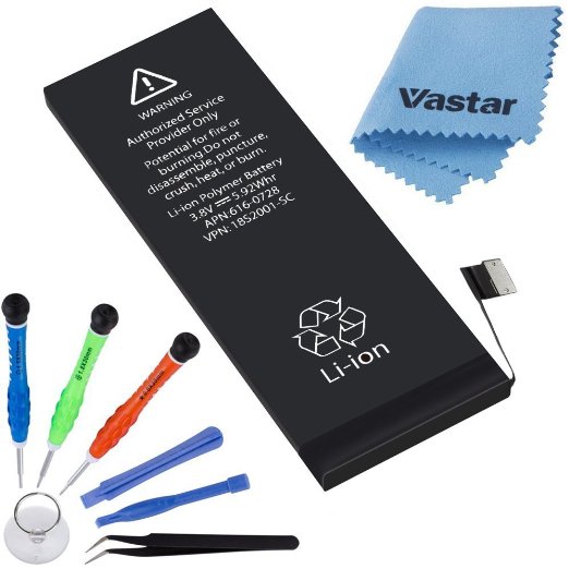 Replacement Battery for iPhone 5S & 5C by Vastar - Most Complete Tools Kit with 3.8V 1560 mAh Battery, Instructions and Repair Tools for iPhone5 Model