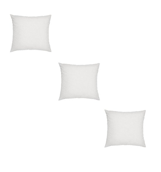 Web Linens Inc - Three Square Polyester Pillow Inserts with Three Zippered Covers - 28 x 28 Inch